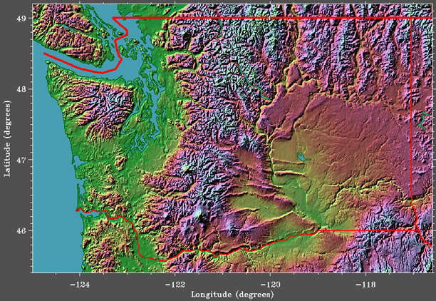 Washington State Elevation Map Getreal: Washington State Satellite Image - Elevation