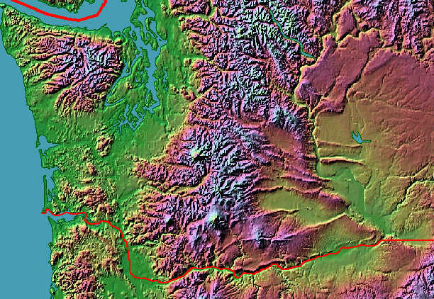 Washington State Elevation Map Image